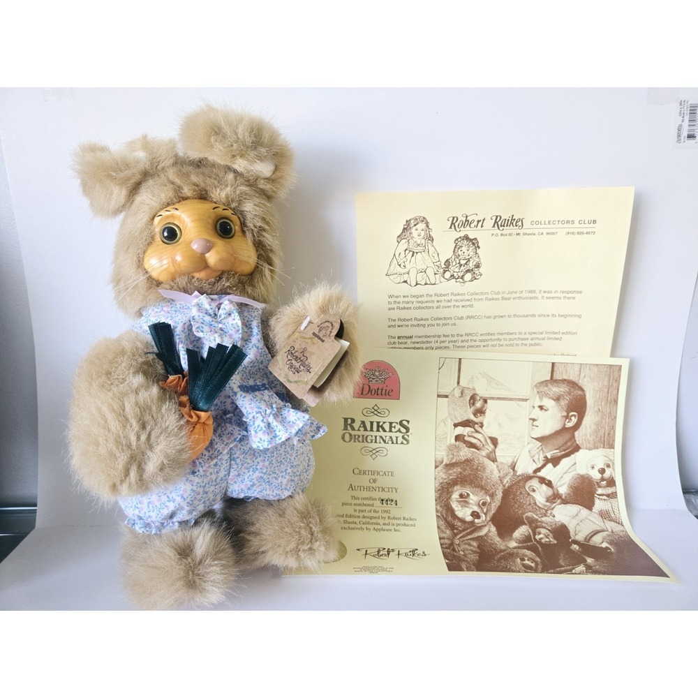 Robert‎ Raikes teddy bear bunny rabbit Spring Easter doll Dottie signed